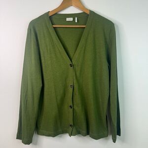 Toast Women’s Green Button Front Cardigan XL Hemp Cotton Minimalist Quiet Luxury